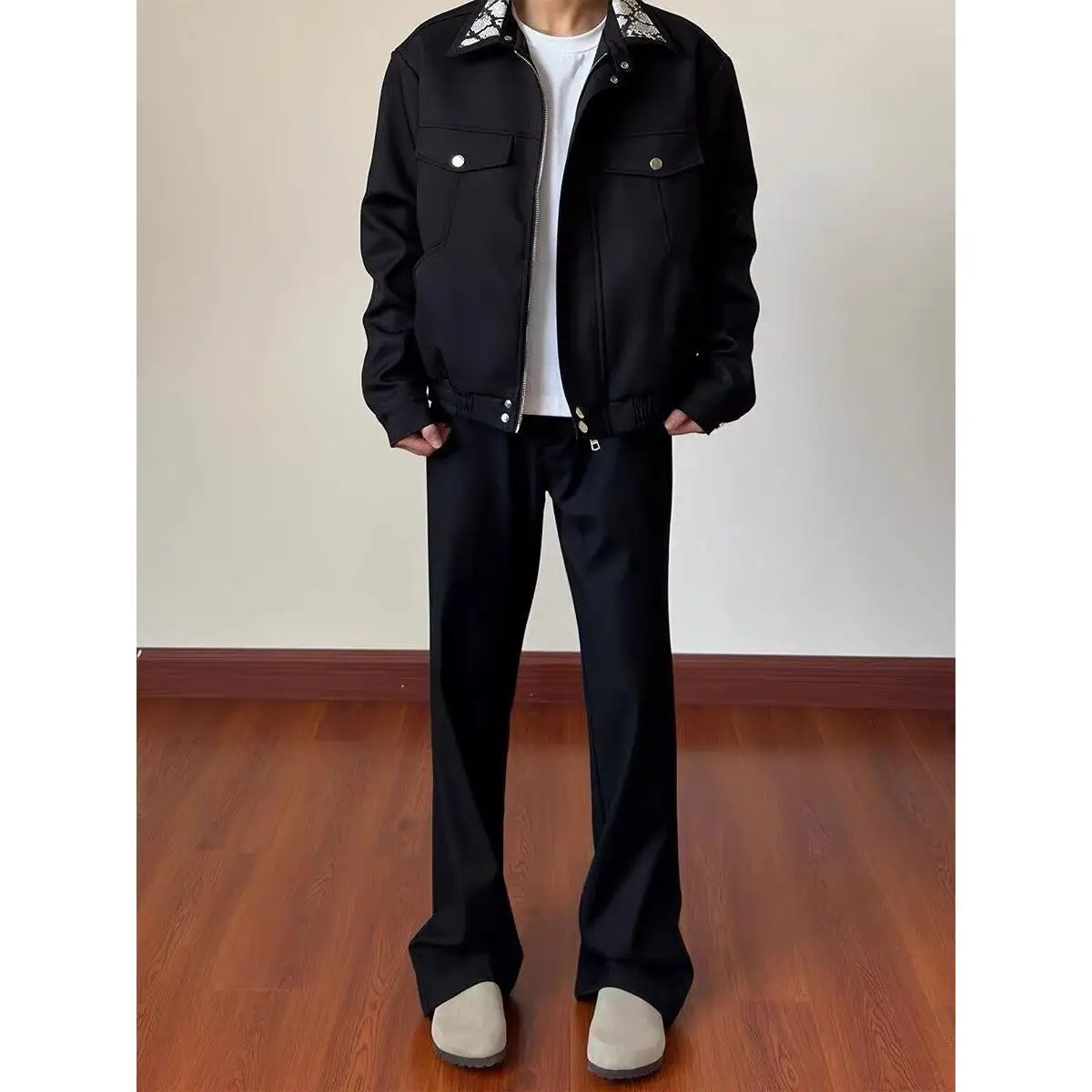 

Весенне-осенний тонкий воротник-стойка, мужское повседневное универсальное длинное пальто-све, верхняя одежда Sli, молодежный тренд