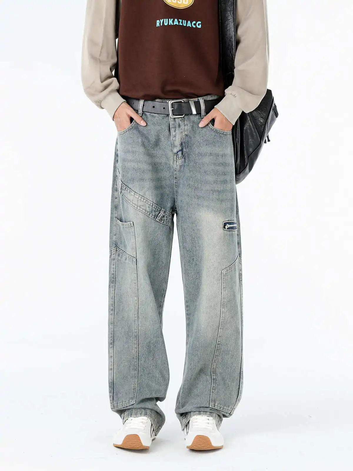 

Women's Blue Y2k Cargo Jeans Harajuku Vintage Patchwork Denim Trousers Japanese 2000s Style Baggy Boyfriend Jeans Pants Clothes