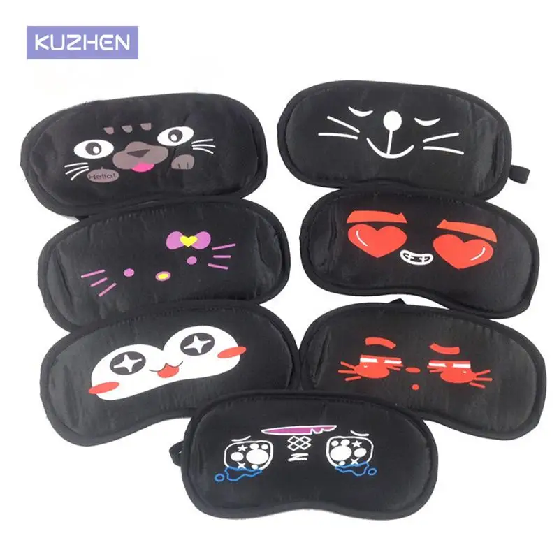 Hot New Black Travel Normal Eyeshade Black Cartoon Print Women Men Kids Eyeshade Sleep Eye Cover Eye Blinder Sleeping Eye Mask