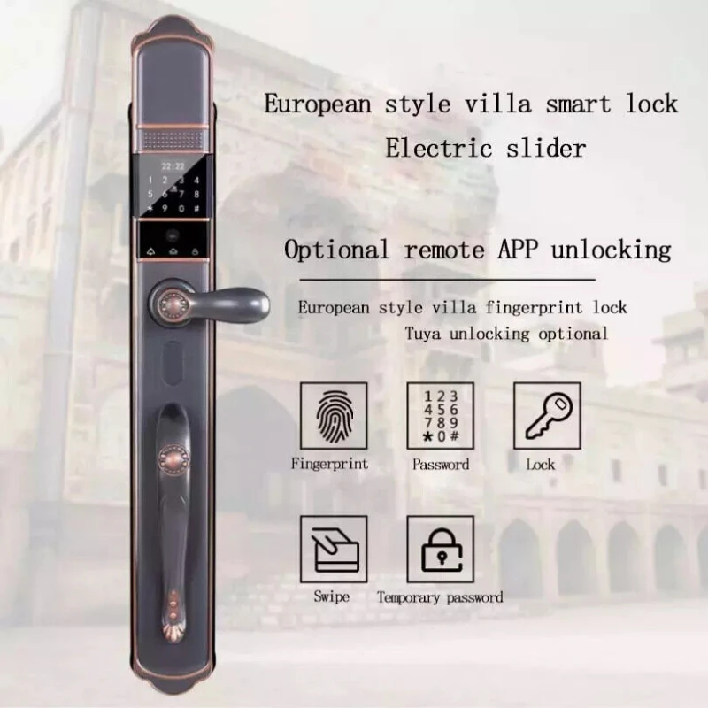 Imagem -03 - Senha de Impressão Digital Eletrônico Casa Porta Inteligente Bloqueio Rosto Impressão Digital Anti-roubo Villa Aplicação de Luxo Tuya Câmera Wi-fi
