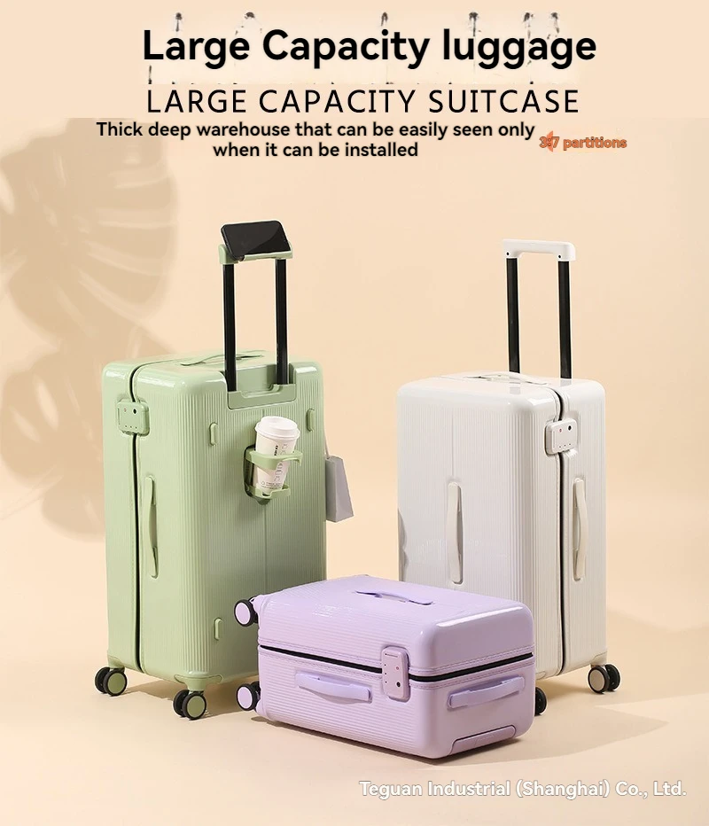 Mala pequena de 37 minutos da moda feminina de 20 polegadas, resistente e durável, mala masculina espessada de 26 polegadas