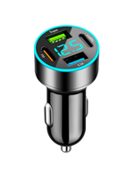 4-Port USB C Car Charger 66 W Mini Car Cigarette Lighter Adapter Dual PD+QC3.0 with LED Voltmeter Car Quick Charger Adapter