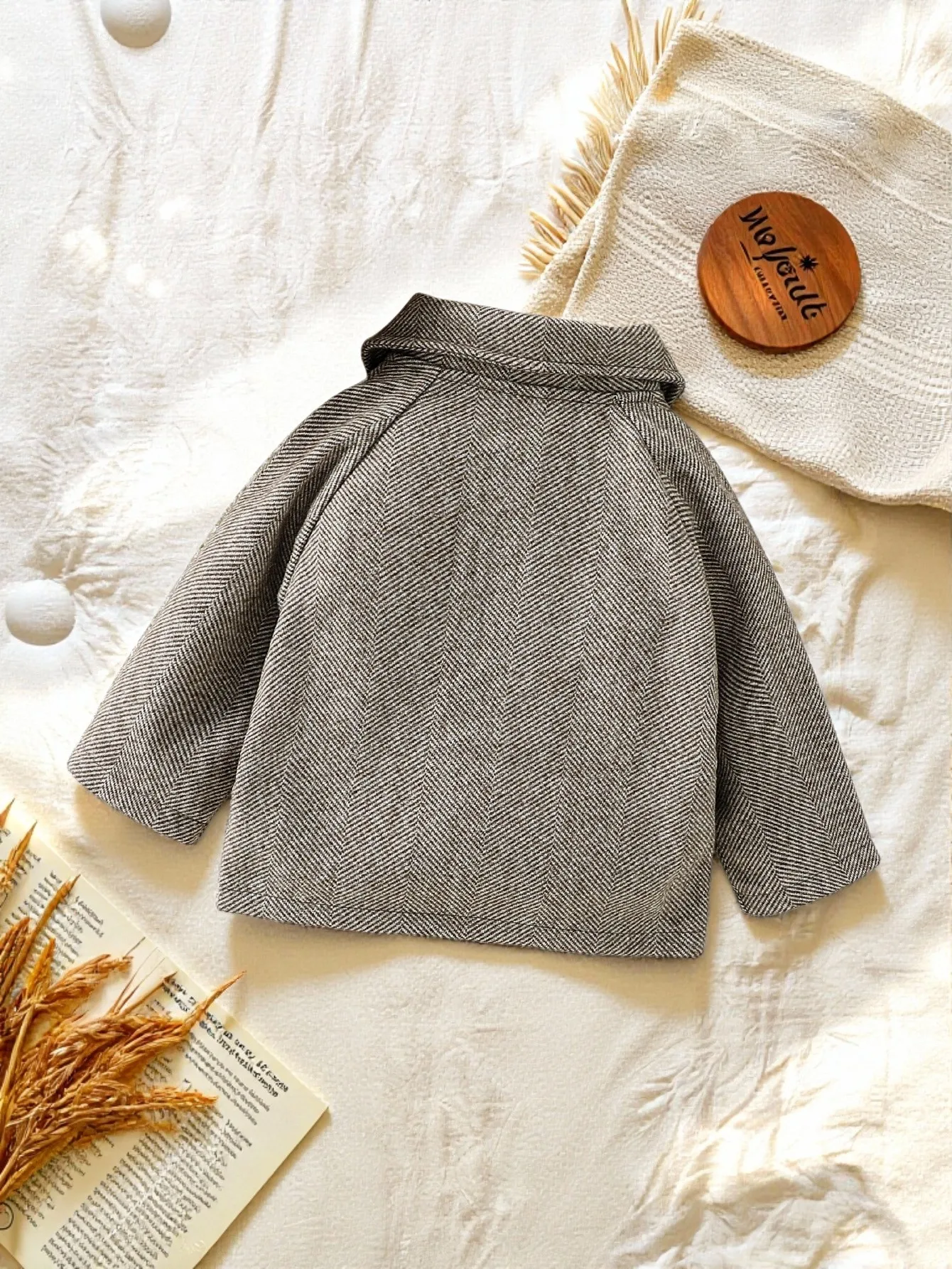 2025 New Baby Boys Long Sleeve Solid Turn-down Collar Autumn/Winter Fashion Coat For 1-3Y Casual Active Clothes