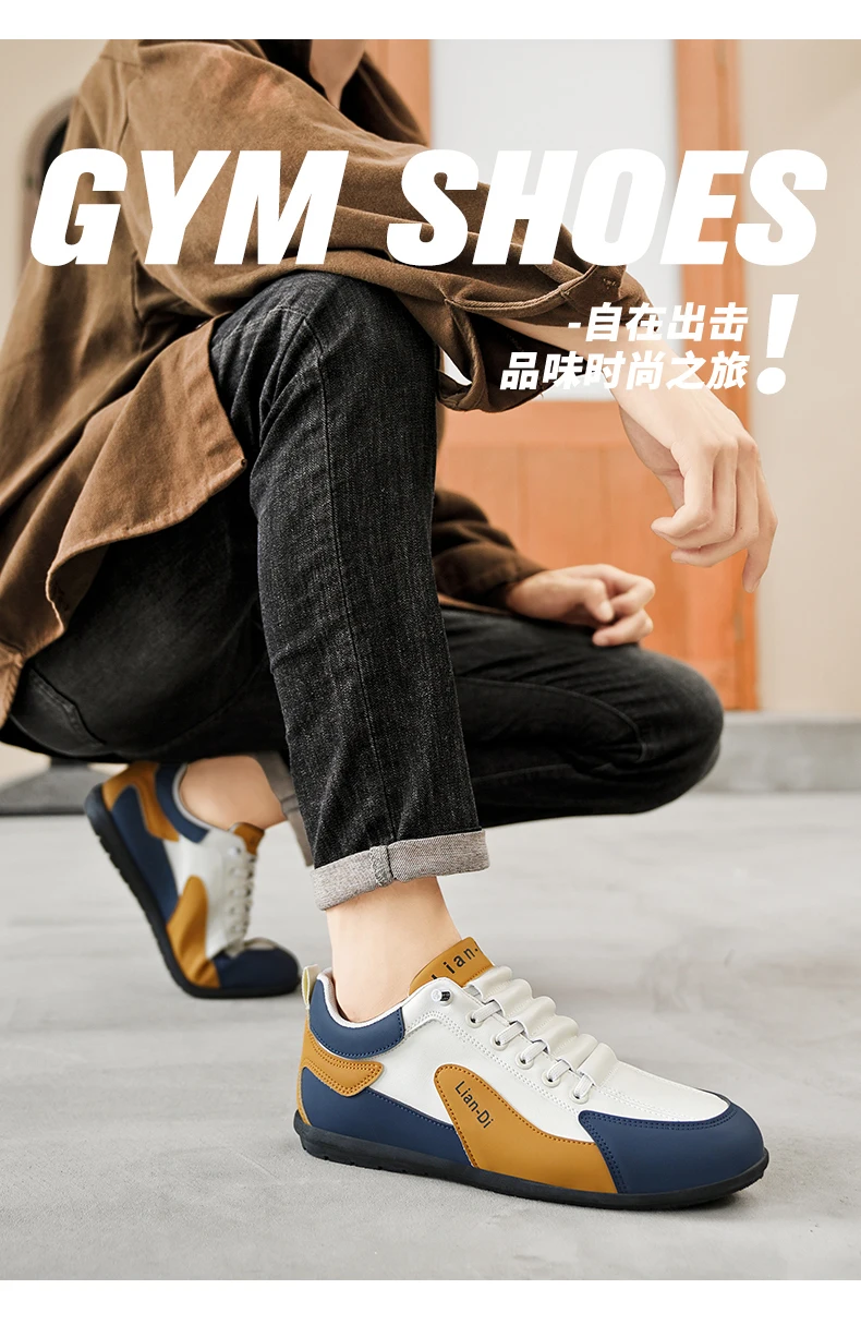 Niedrig geschnittene Herrenschuhe, große Größen, neue Frühlings- und Herbstmodelle, atmungsaktive Leder-Freizeitsportschuhe, weiche Sohle, rutschfest, Herren-Sneaker zum Autofahren. – Detail 2