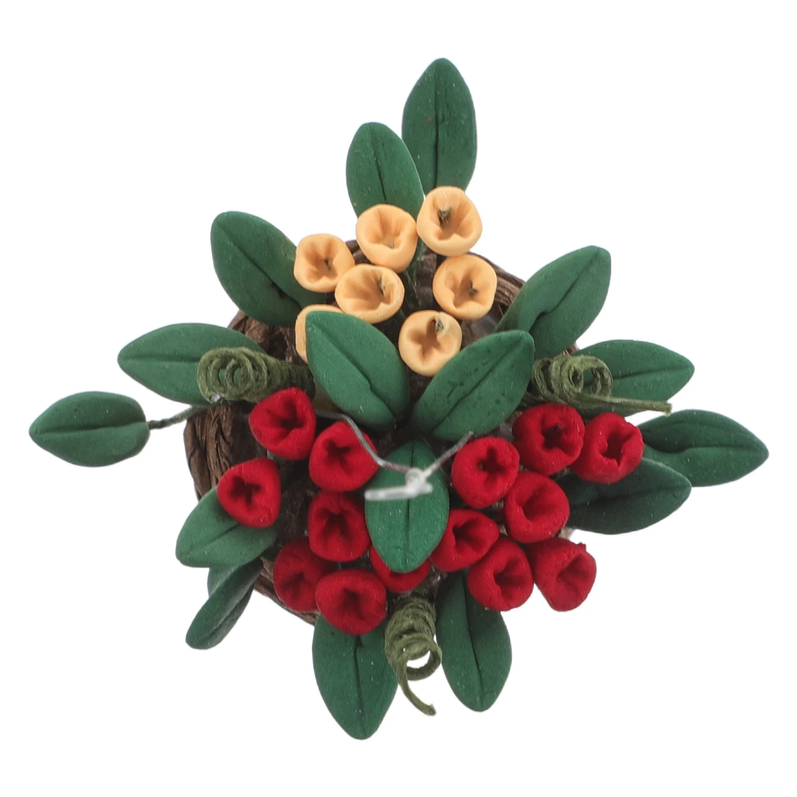 

Miniature Flower Basket Fairy Garden Decor Lifelike Artificial Bonsai For Dollhouse Hanging Basket Mini Scene Layout Home Decor