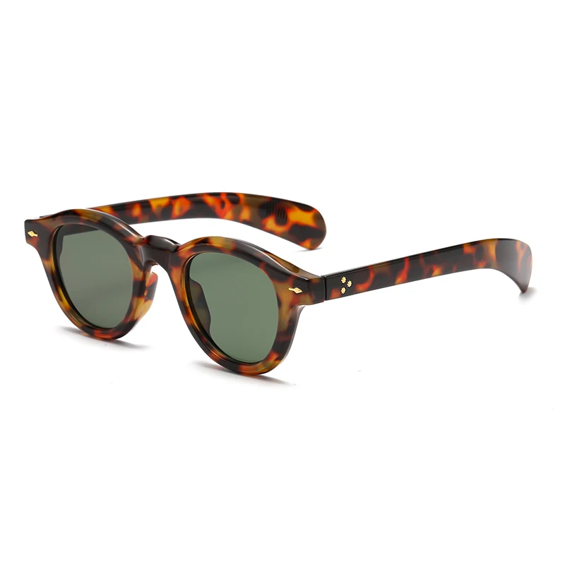 Fashion Oval Leopard Print Sun Glasses Vintage Rice Nail Glasses INS Men Women Concave Style Versatile Sunglasses
