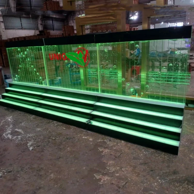 

Custom. customized bar furniture led glowing jellyfish water bubble wall stepped wine bar cabinet