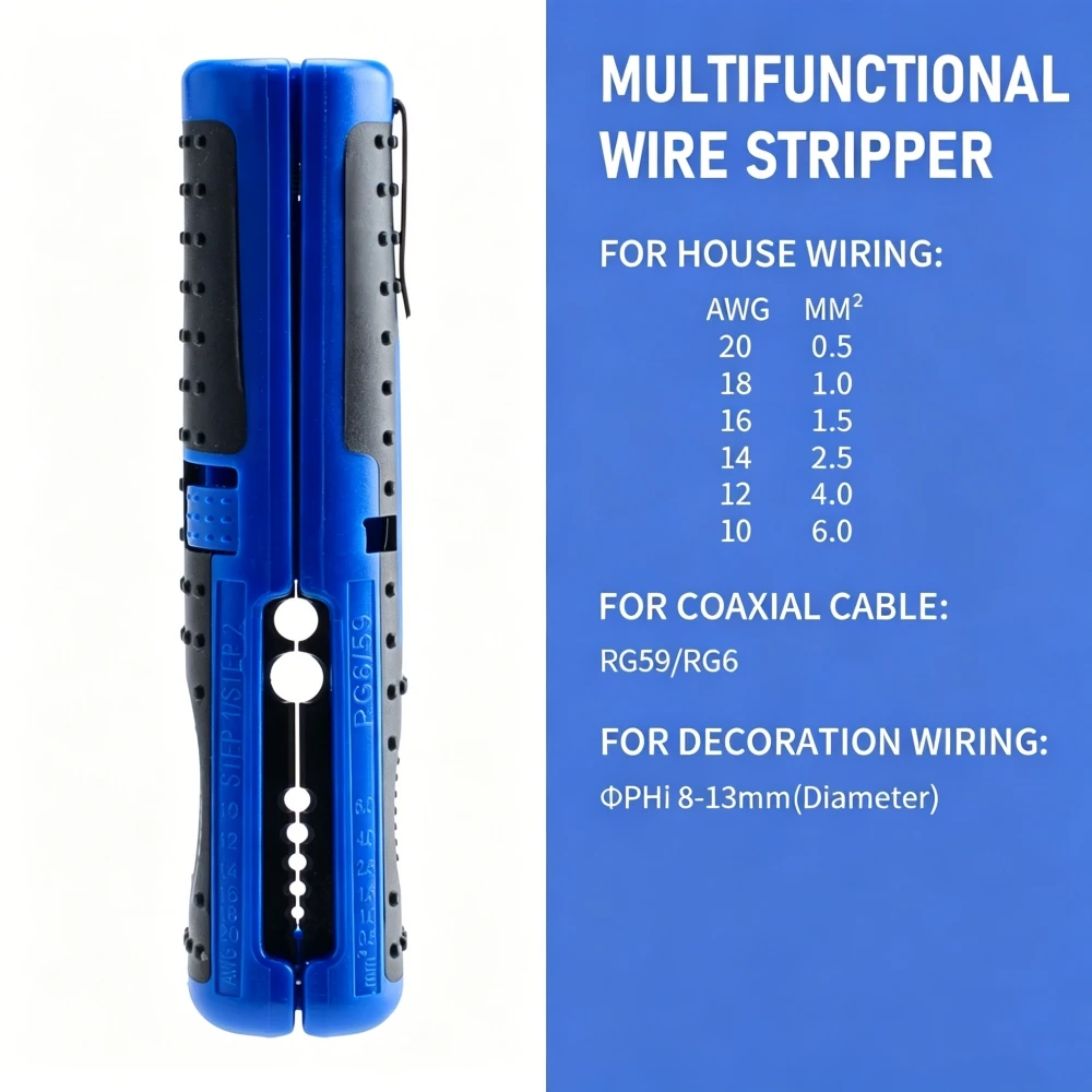 Multifunktionaler Drahtabisolierer und -schneider, tragbares Stiftclip-Design mit rutschfestem Griff für elektrische und Netzwerkkabel