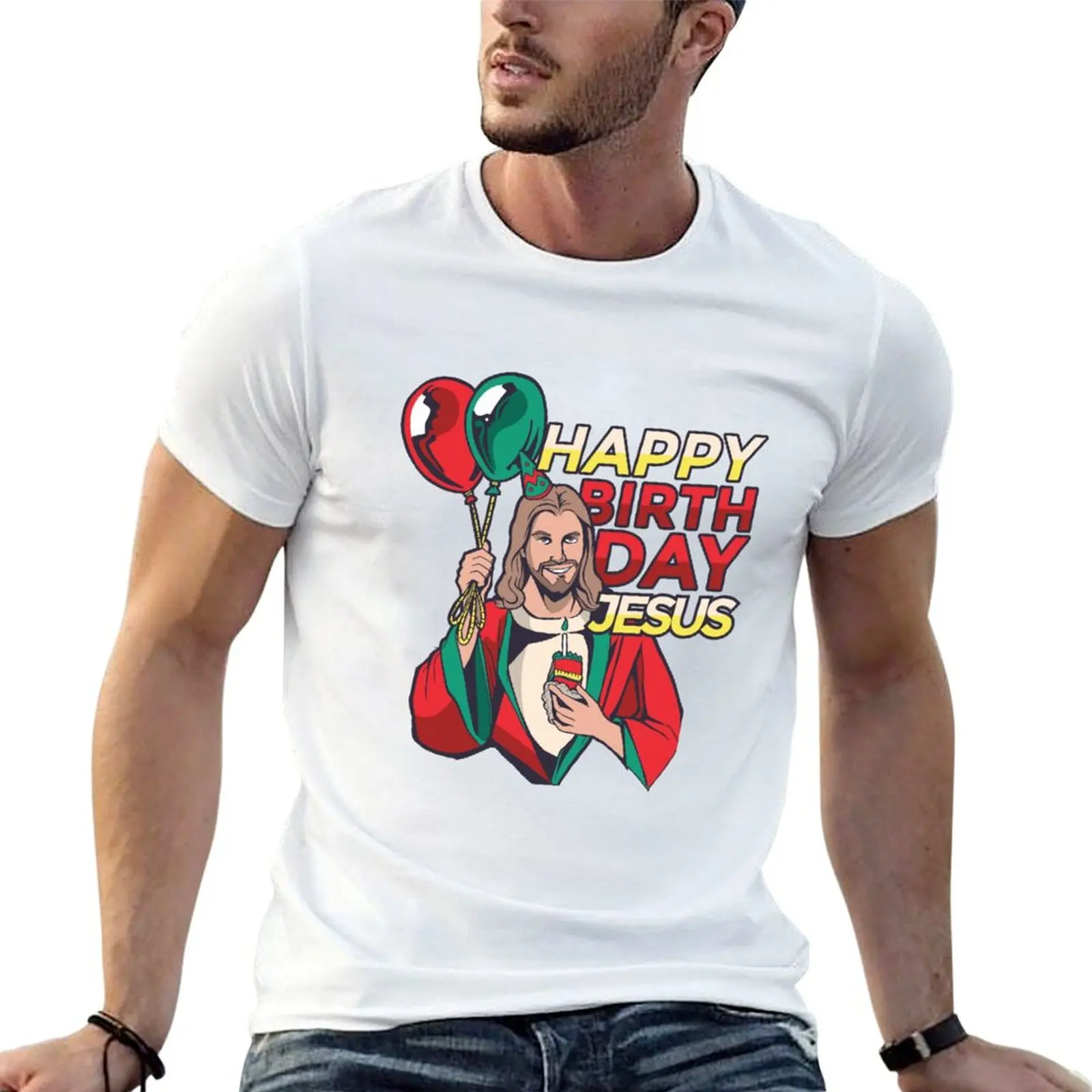 Happy Birth Day Jesus Shirt, Christmas Jesus Birthday T-Shirt t shirt man casual cotton t shirt man T-Shirt