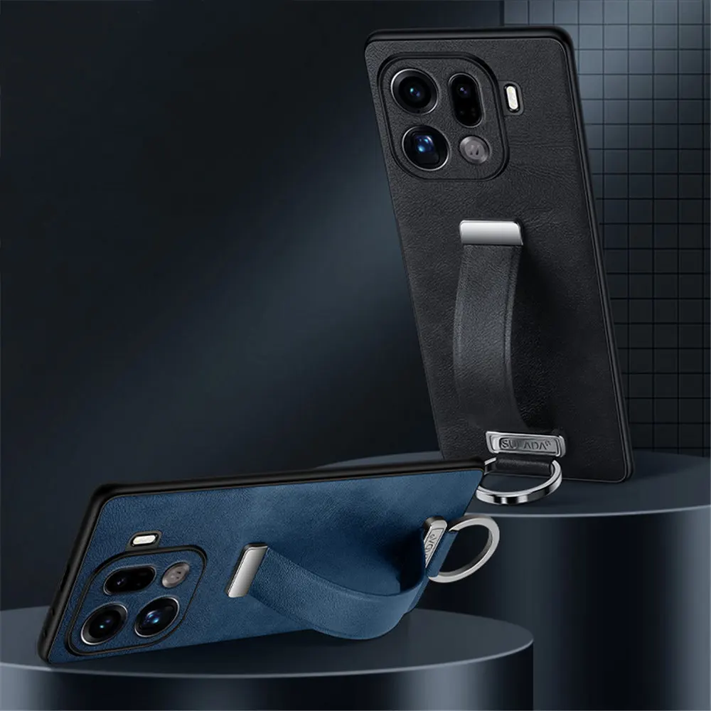 

Тонкий кожаный чехол для OPPO Find X9 Pro Find X9, чехол-держатель для браслета