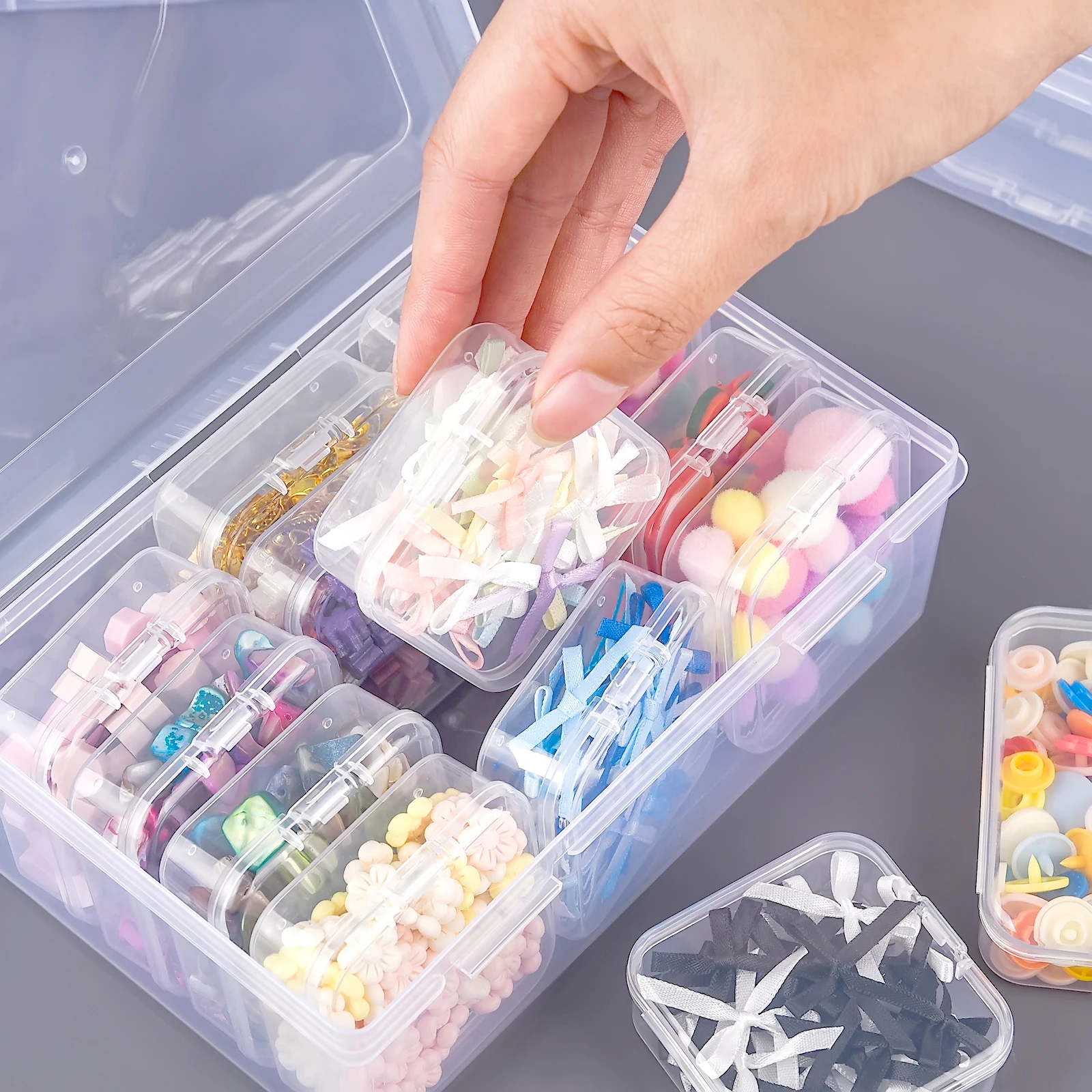 1 Set Beaded Storage Box Nail Art Jewelry Earring Box Plastic Seed Bottle DIY Diamond-Painting Rhinestone Craft Accessories