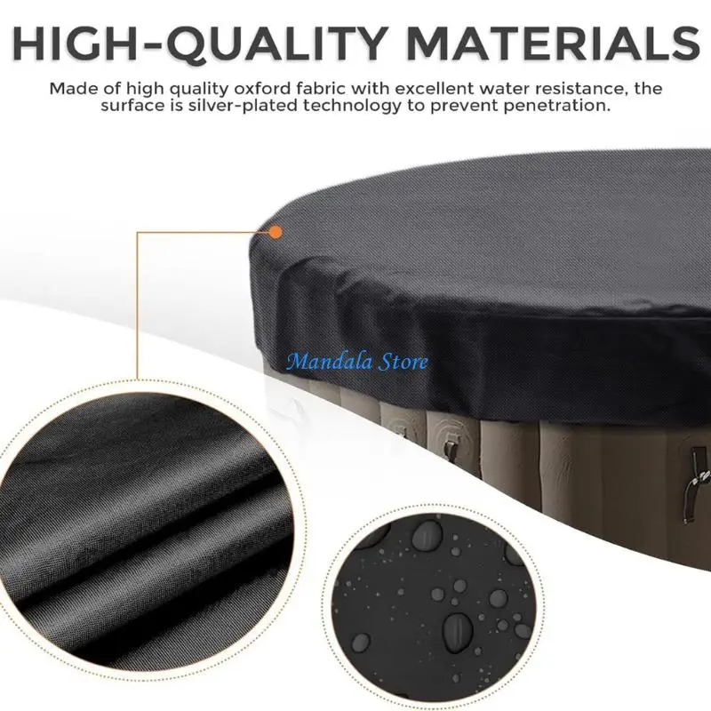 U2JC Round Bath Tub Cover Wrinkle Resistant Elastic Hem Dustproof Bathroom Accessory