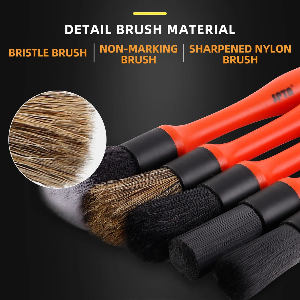 (Bulk Sale)1-15Sets SPTA Car Detailing Brush Boar Hair Detailing Brush for Cleaning Air Vents Engine Bays, Dashboard & Wheels