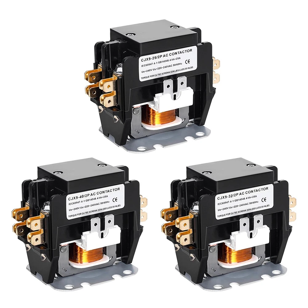 High Performance HVAC Motor Contator, Bobina Adequado para Ar Condicionado, Compressor Condensador, 2 Pole Design, 220V