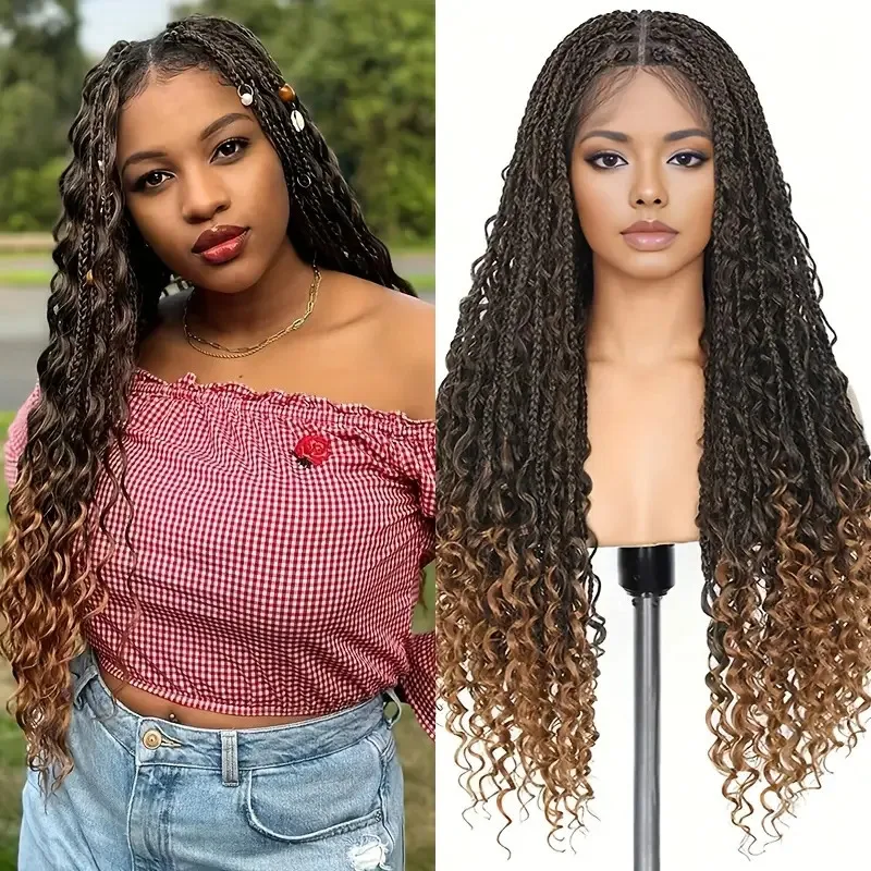TK African wig three-strand braid Goddess Box Braids crochet hairpiece
