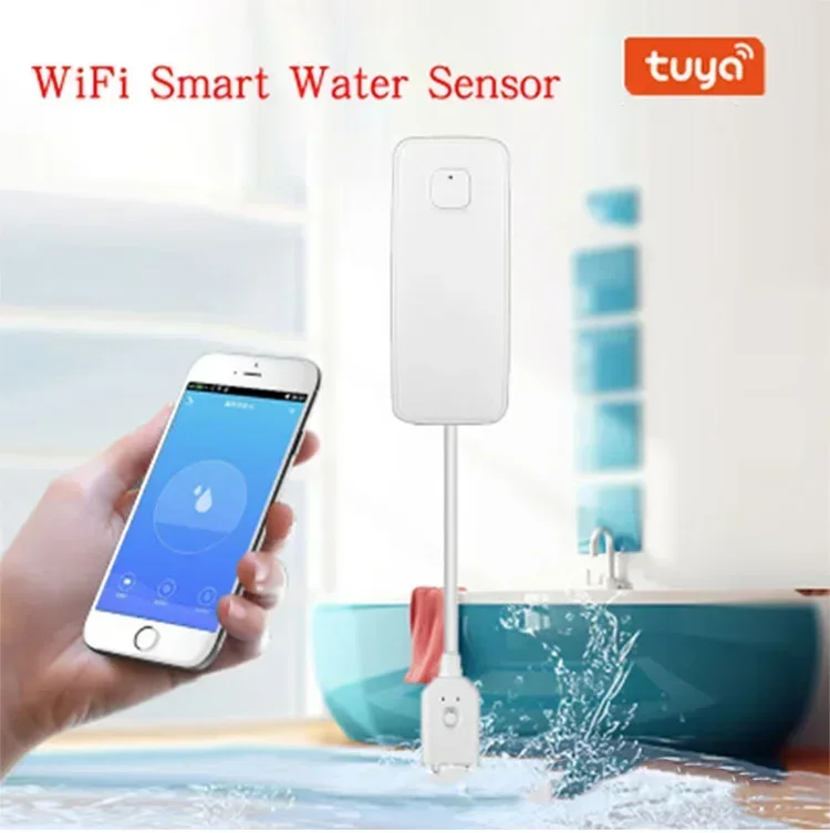 Water Leakage Sensor Hose Wifi Tuya Accessories Alarm System Level Leak 85db Overflow Remote Control Panel Detector alexa Tools