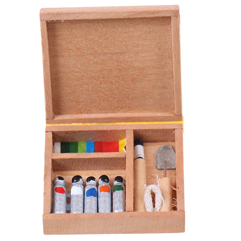 1:12 Dollhouse Paint Box Mini Painting Box Pigment Sticks DIY