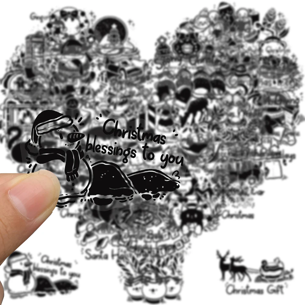 50/100 قطعة الحبر مصبوغ عيد الميلاد الكتابة على الجدران ملصقات عيد ميلاد سعيد محمول الأمتعة الهاتف دراجة الكتابة على الجدران البلاستيكية ملصق مضاد للمياه
