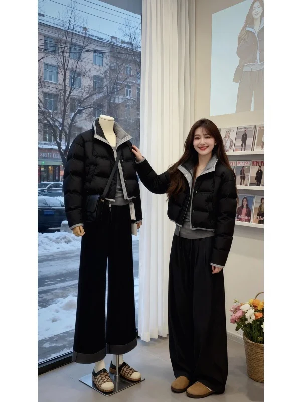 

Корейская женская зимняя утепленная куртка-пуховик желтого цвета из хлопка, повседневная, свободного кроя, с капюшоном, на молнии