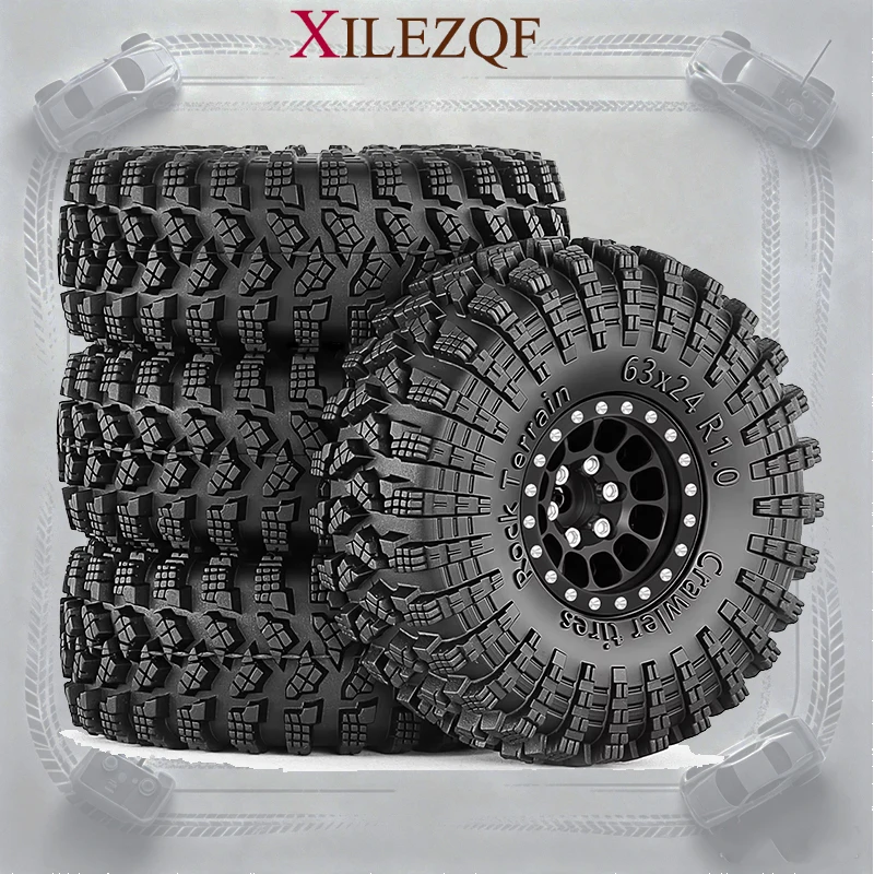 1,0" Metall-Beadlock-Räder mit Gummireifen für 1/18 1/24 RC Crawler SCX24 AX24 FCX24 TRX4M Ascent‑18 Upgrade-Teile