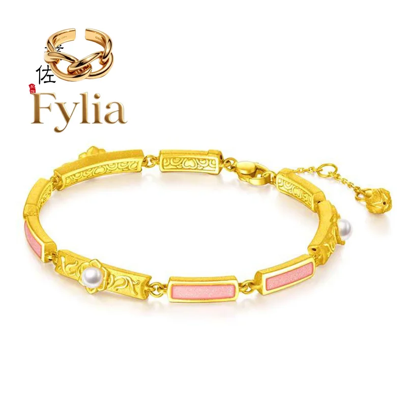 

Fylia Jewelry Fylia Jewelry Gold Shop 9999 24K real gold new bracelet ten-mile red makeup bracelet luxury fashion nine-sectio