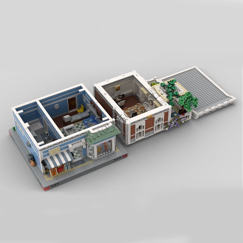 2814 pezzi di ingegneria cittadina Fishmonger Shop Office MOC Personalizza blocchi modulari Design creativo Regali di giocattoli per le vacanze fai da te