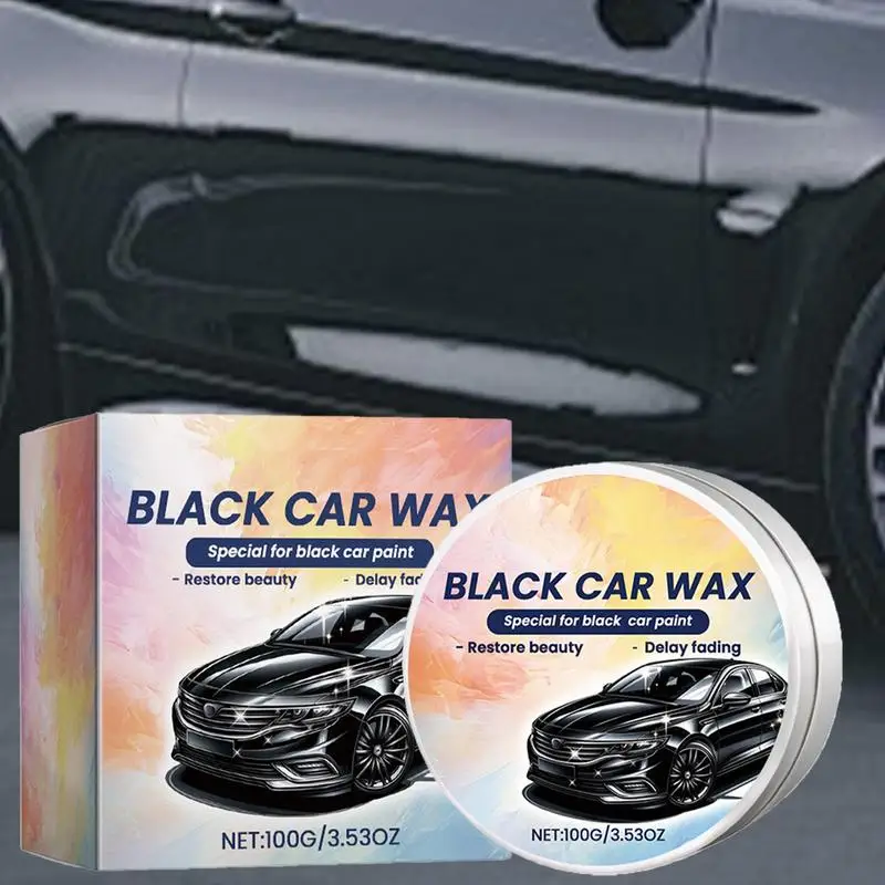 100g Black Car Wax Polish Car Crystal Plating Set Auto Scratch Repair Wax UV Protection Car Scratch Repair Paste with Sponge