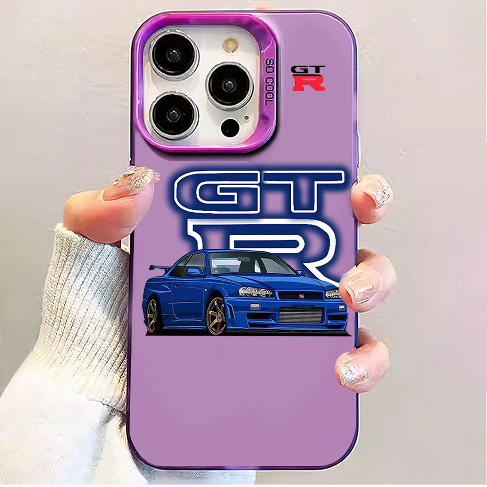 Luksusowe etui na telefon G-GTR Laser Sports Car do iPhone 12 11 13 14 15 16 Max Pro Plus IMD Shockproof Silicone Coque