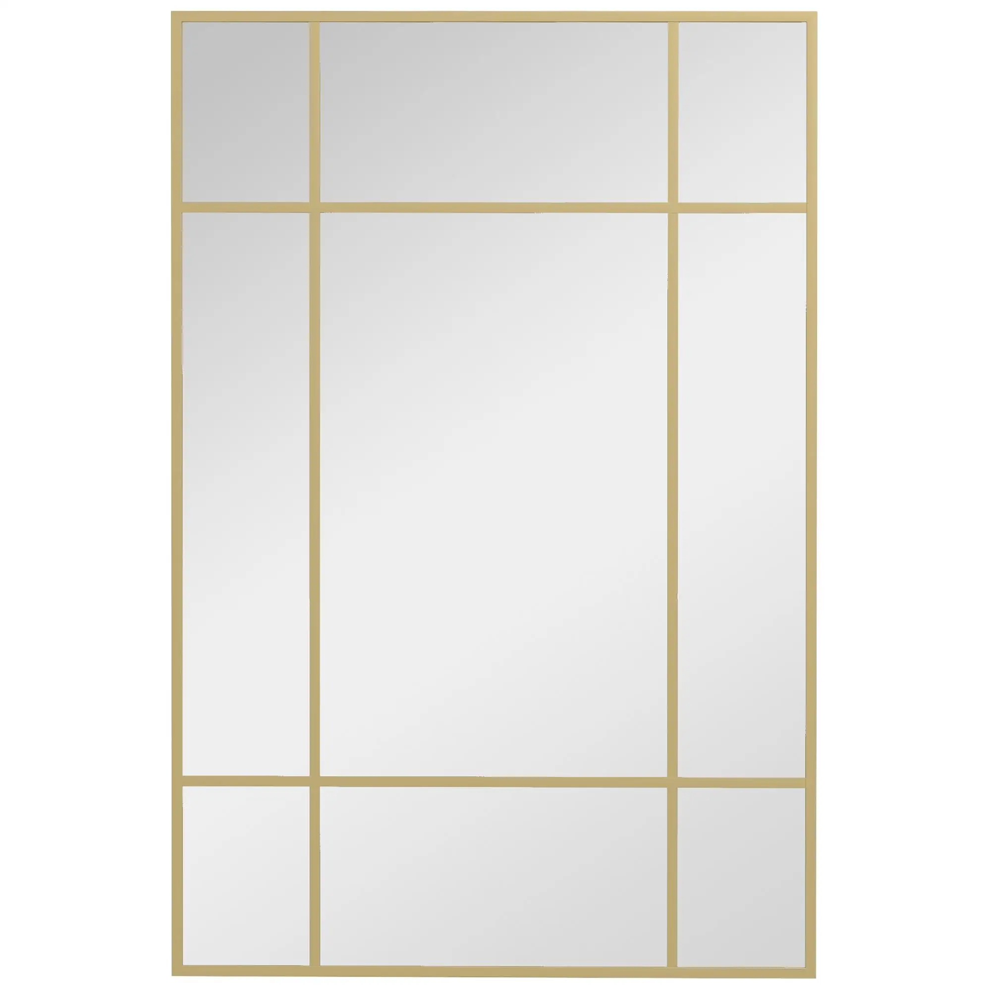 Miroir mural rectangulaire 90x60 cm avec cadre en métal doré 4 crochets pour couloir salon