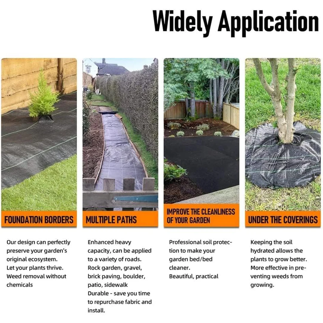 2FT X 50FT Weed Barrier Landscape Fabric, 2.4oz Heavy Duty Woven Ground Cover, Weed Control Mat for Garden Landscaping, Yard, Flower Bed and Farm