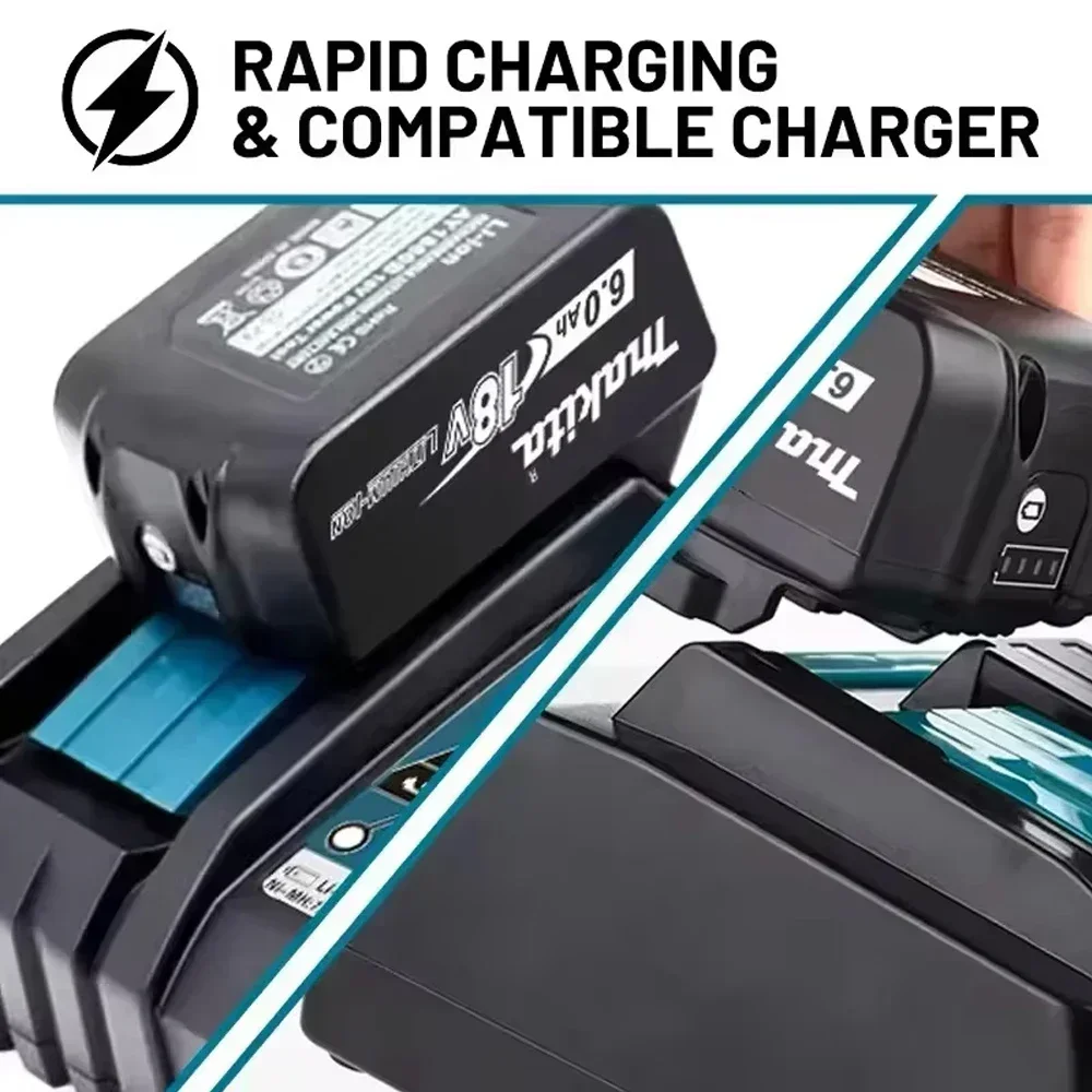 🔥 🔋 بطارية ليثيوم أيون ماكيتا 18 فولت 6.0 قابلة لإعادة الشحن 100% مع مؤشر LED، سعة عالية لأداة ماكيتا كوردلز الكهربائية #4