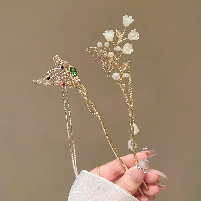 إكسسوارات شعر صينية رائعة جديدة مصنوعة من خليط معدني وإبر شعر نسائية مناسبة للارتداء اليومي ودبابيس شعر للفتيات