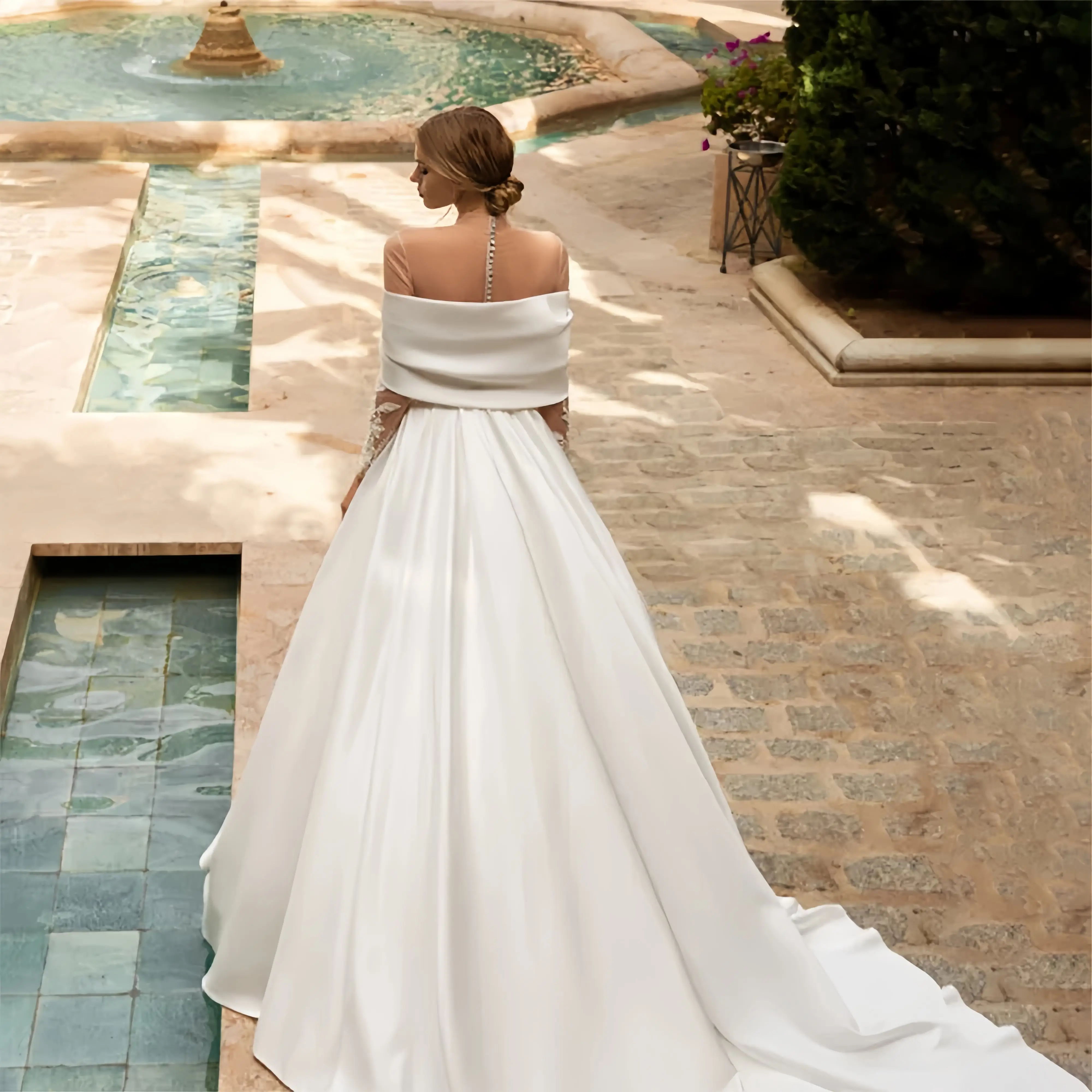 Customized Exquisite Lace Wedding Dresses High Neck Appliques A-Line Bridal Gowns Irregular Neckline Elegant Robe Mair vestido