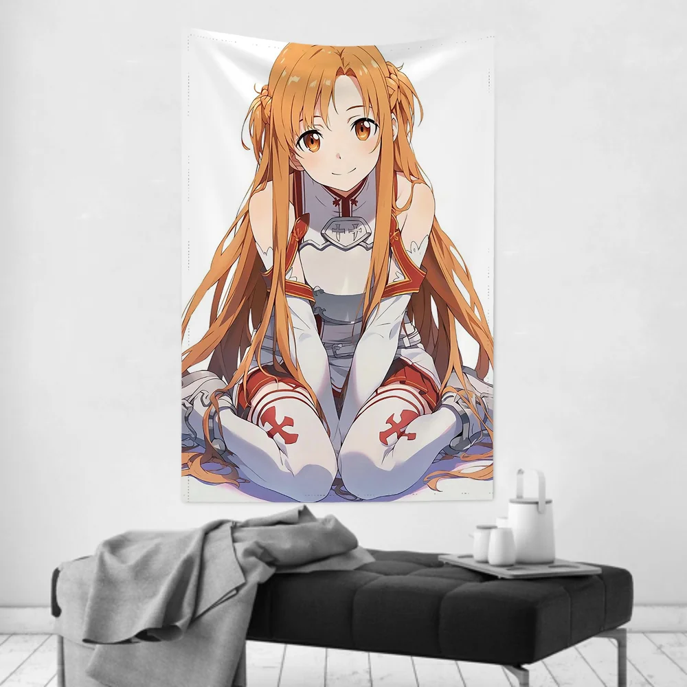 Yuuki Asuna Anime Sword Art Online Tapestry Room Decor Wall Cloth Party Hanging Background Room Decor Baby Room view 3