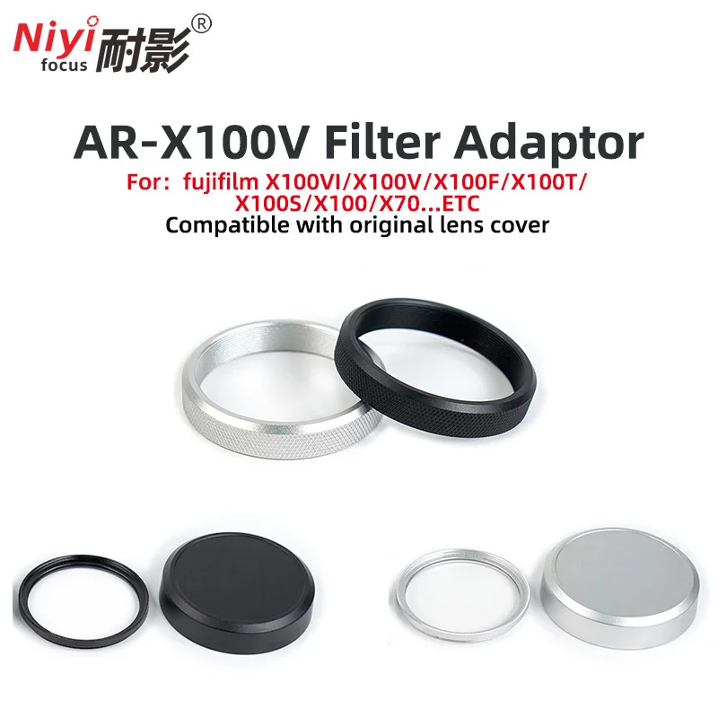 

Metal Filter Adaptor Ring X100V Lens Cover with 49mm UV for Fujifilm X100 Series X100S X100T X100F X100VI X70 Camera