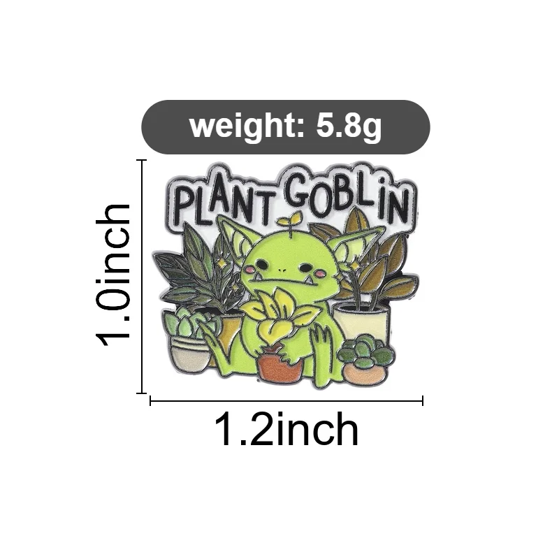 Plant Goblin Brooches Cartoon Adorable Potted Plants Badges UV Printing Pins Nature Hobby Jewelry Gift for Friends