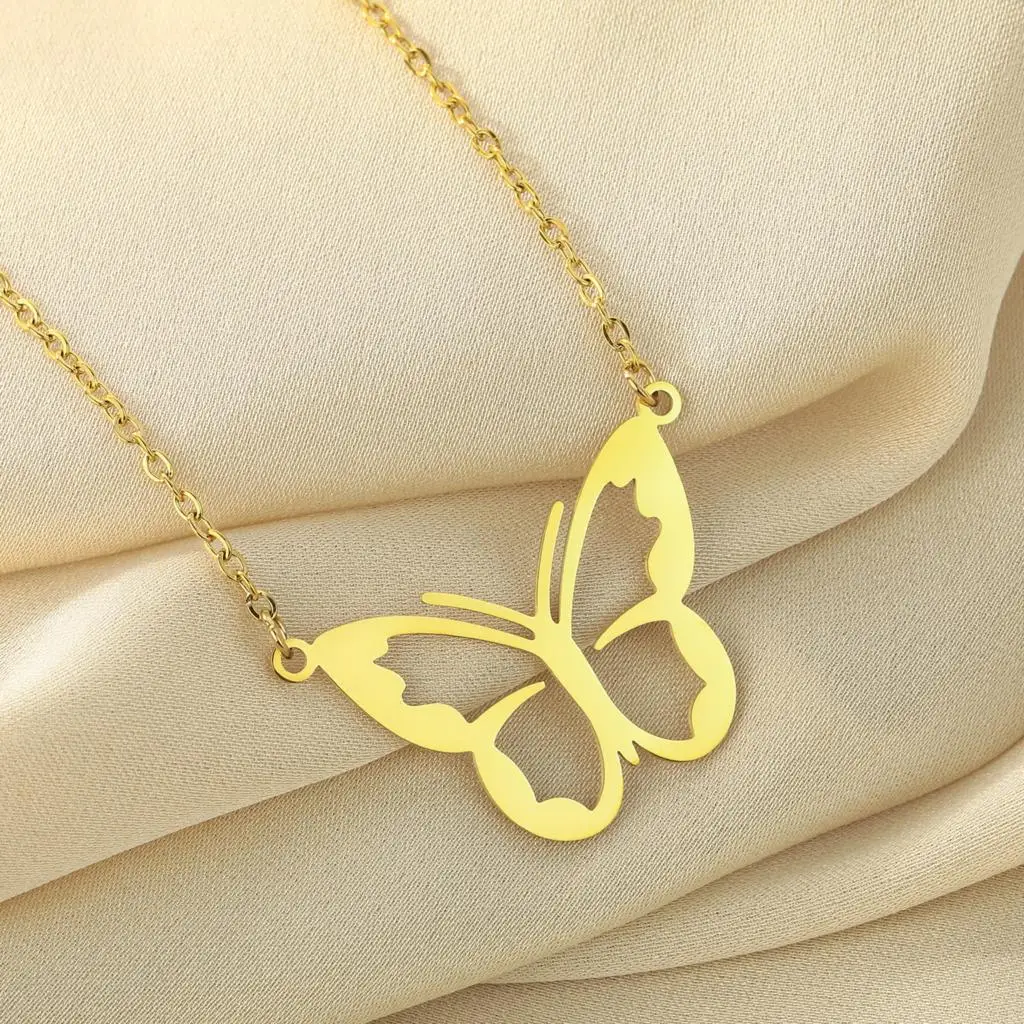 Todorova Boehemian Stainless Steel Butterfly Pendant Butterflies Necklace For Femme Minimalist Jewelry Mothers day Gift