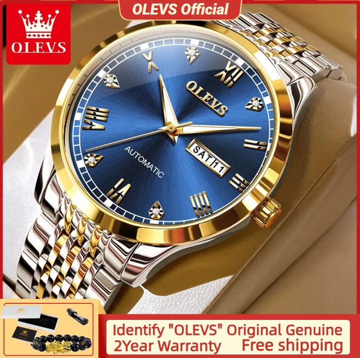 

OLEVS 6602, автоматические механические часы для мужчин, ремешок из нержавеющей стали, водонепроницаемые, светящиеся, швейцарские, лучший бренд, оригинальные мужские часы