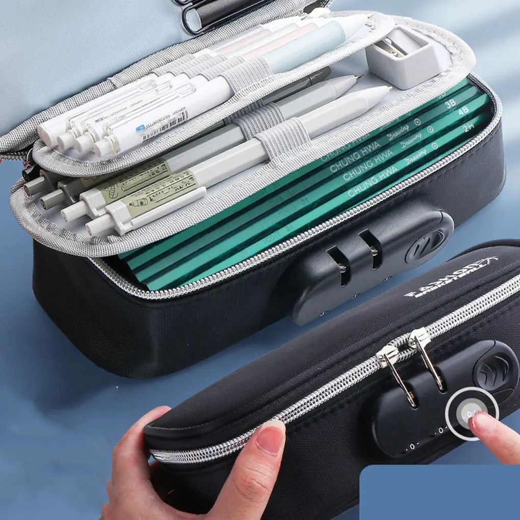 حقيبة أقلام بسعة كبيرة ، حقيبة أقلام رصاص ، حقيبة قرطاسية ، حجم صغير ، أمان