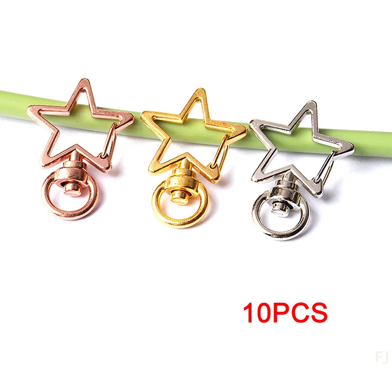 

[YU]10pcs New Star Hollow Key Chain Key Ring keychain DIY Accessories Lobster Clasp