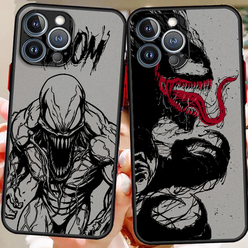 Venom Popular Art Cool Marve Frosted Translucent For Apple iPhone 16 15 14 13 12 11 XS XR X Pro Max Plus Mini Soft Phone Case