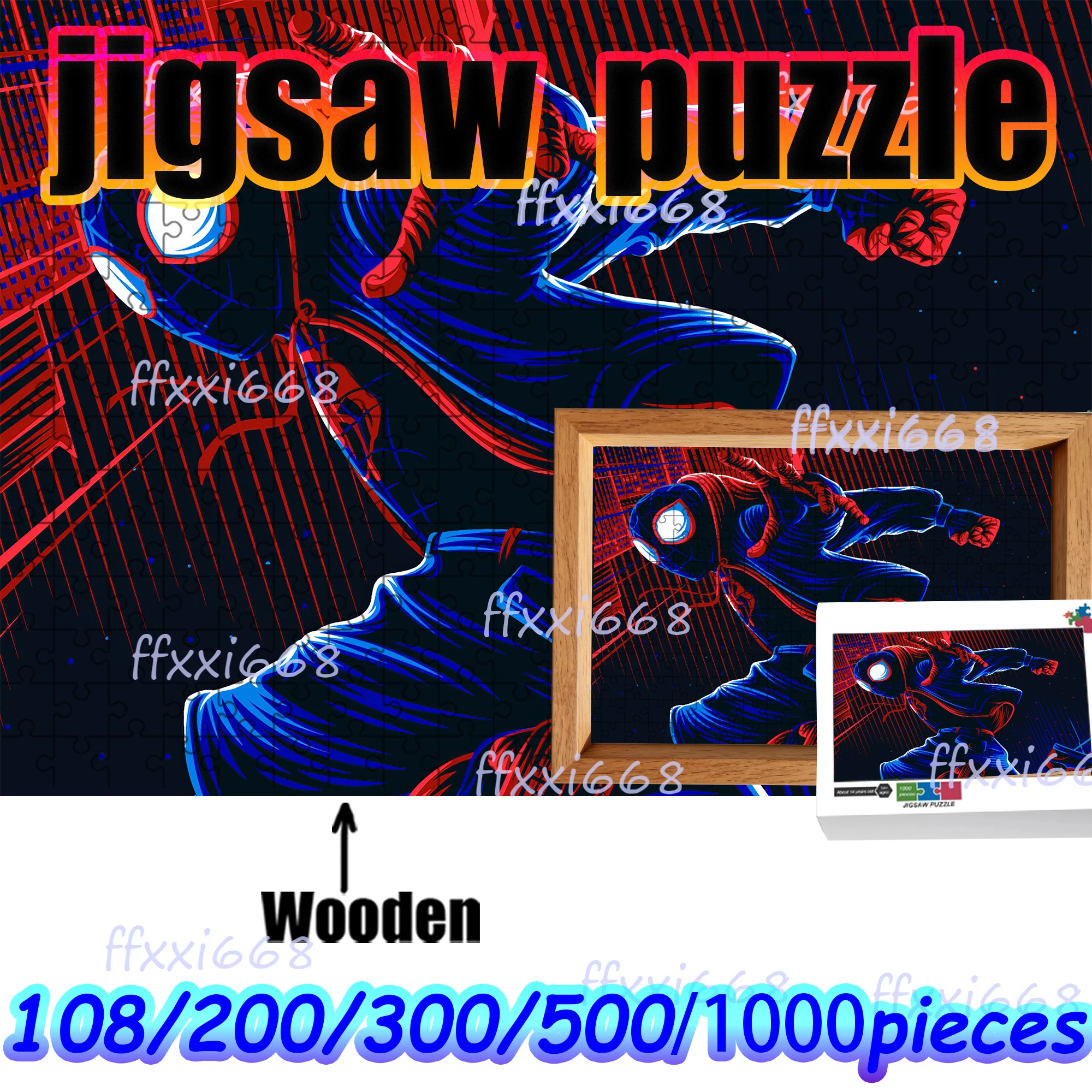 

Marvel Spider-Man Jigsaw Puzzle 108/200/300/500/1000 Pieces Wooden Puzzle High Quality Gift Fun Party Game