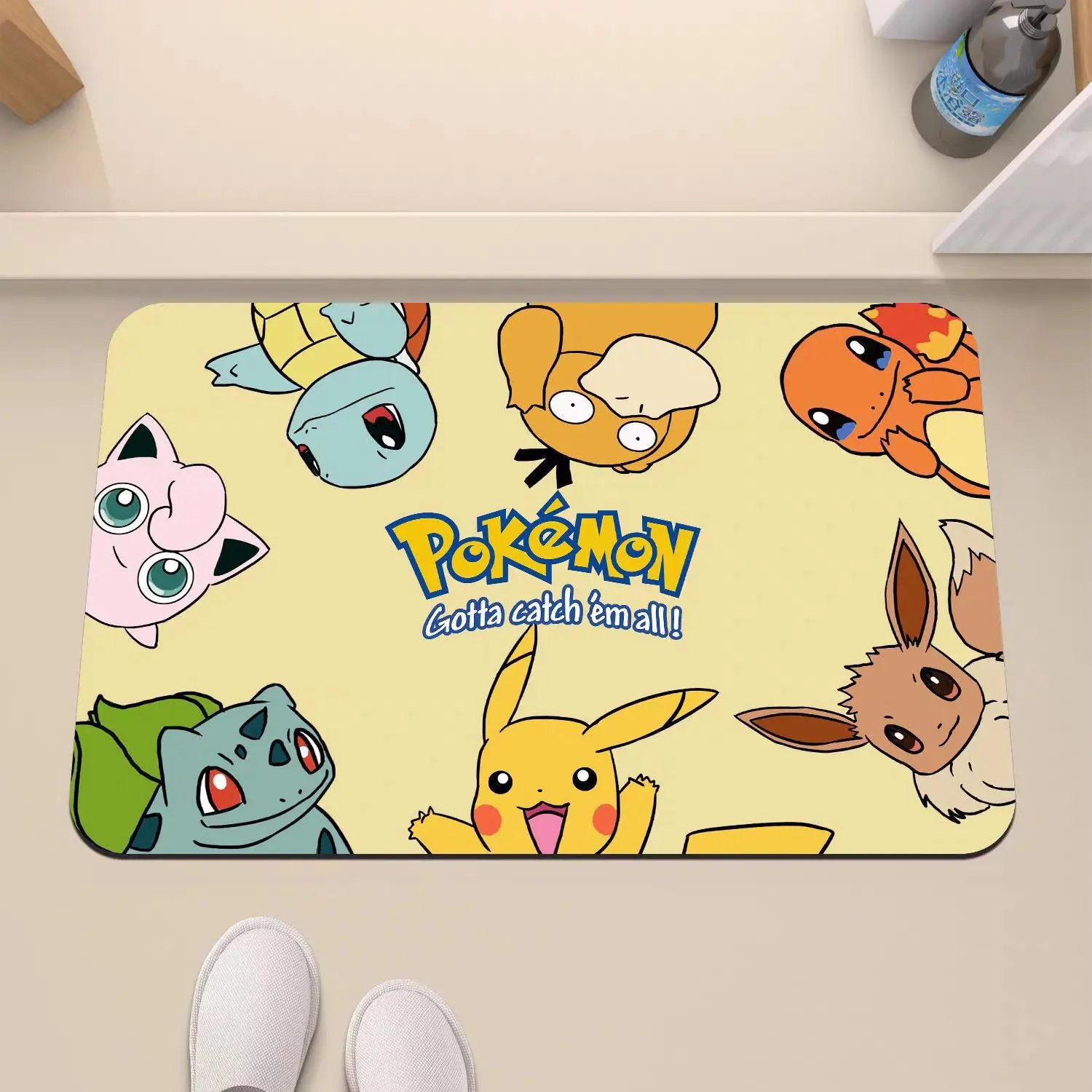 

Pokémon Pikachu Diatomite Floor Mats Kitchen Bathroom Non-slip Water-absorbent Floor Mats Cartoon Animation Home Decor Foot Mats