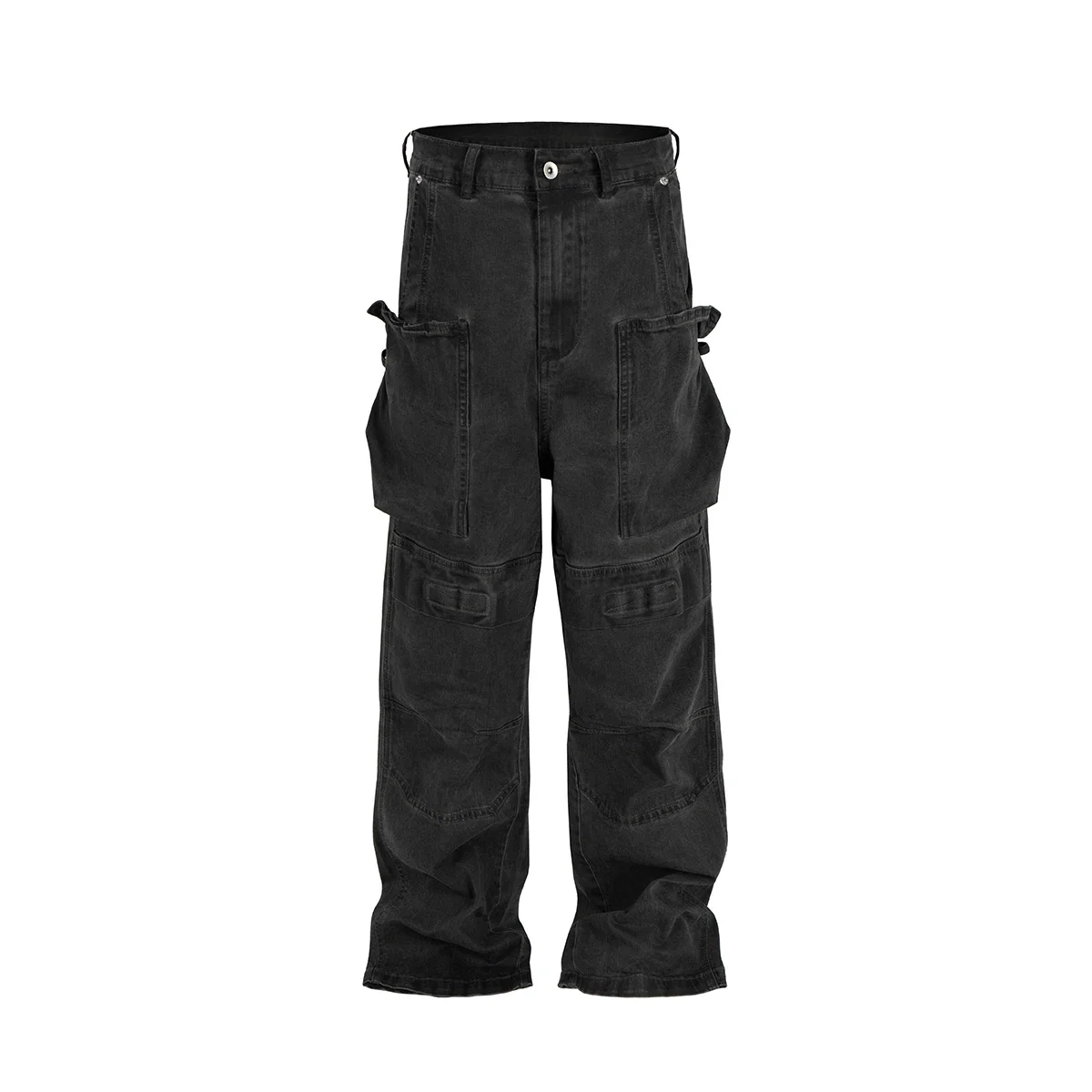 هاي ستريت غسلها جيوب جانبية قذرة فضفاض الجينز للرجال والنساء مستقيم Ropa Hombre البضائع السراويل المتضخم سراويل جينز