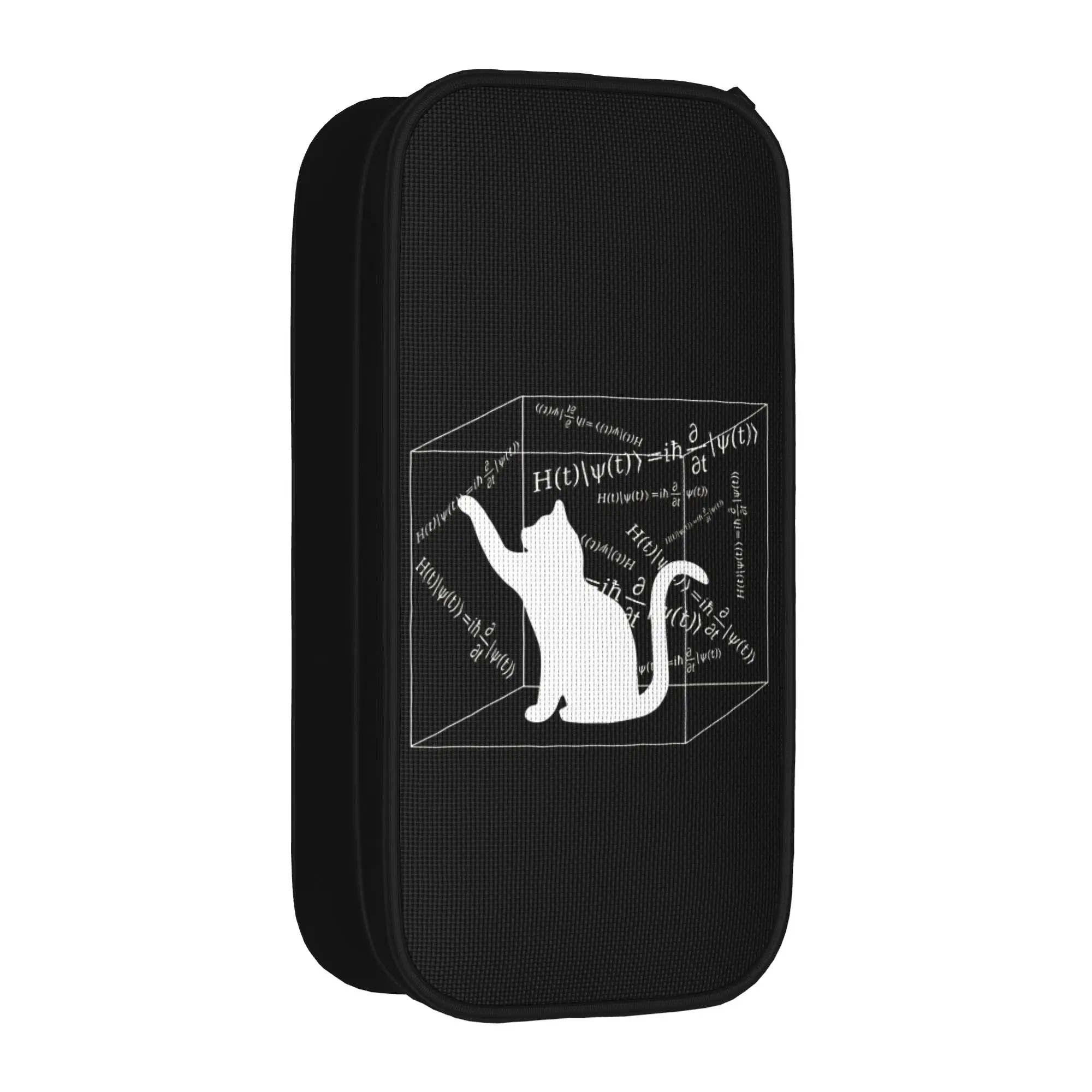 Estuche para lápices con diseño de mecánica cuántica, estuche para lápices con diseño de gato, estuche para lápices con cremallera, gran capacidad de almacenamiento, suministros escolares