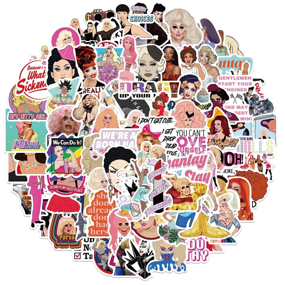 50/100Pcs TV Show Funny RuPauls Drag Race Cartoon Stickers For Cars Helmet Luggage Guitar Decal Notebook Skate Laptop DIY