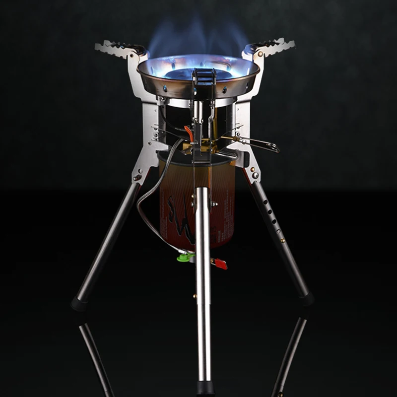 

For BRS69 Adjustable Height Outdoor Gas Stove 4360W Foldable Gas Burner Camping Picnic Windproof Stove Cooking Gear