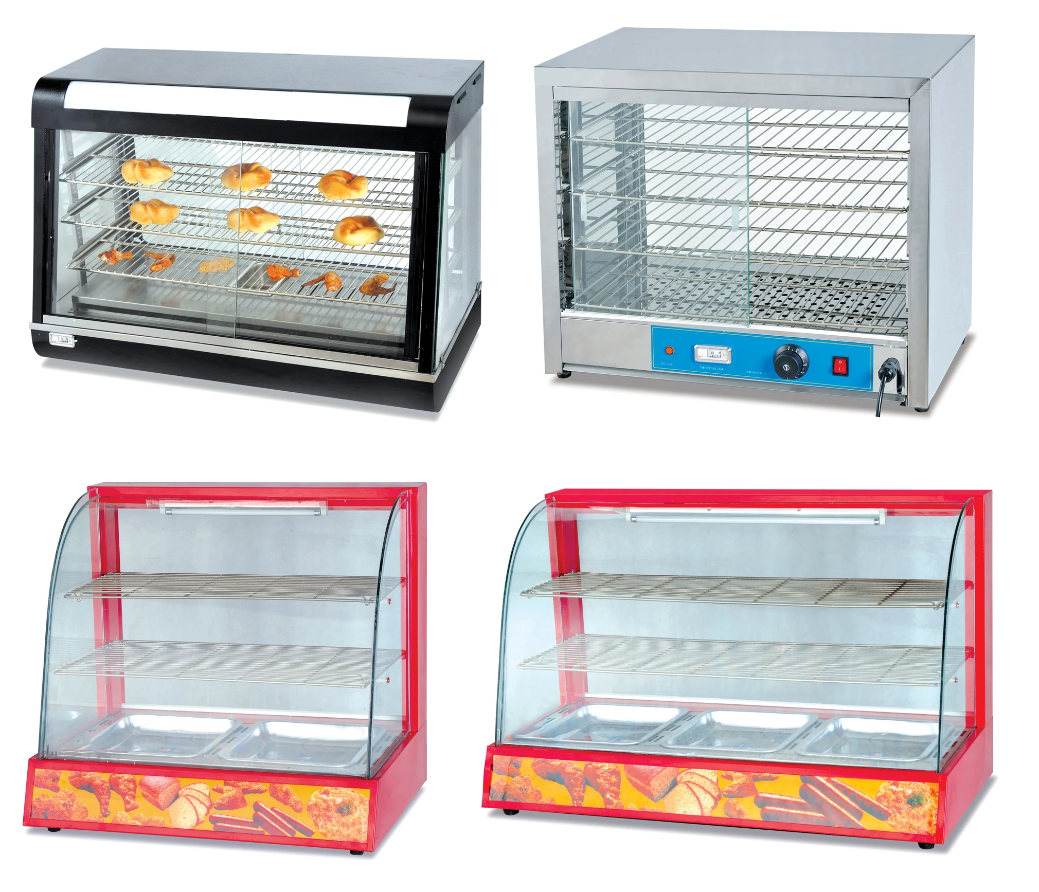 Commercial Restaurant Hot Snack Glass Fried Chicken Patty Pie a Pastry Electric Food Warmer Set Display Cabinet showcase Counter