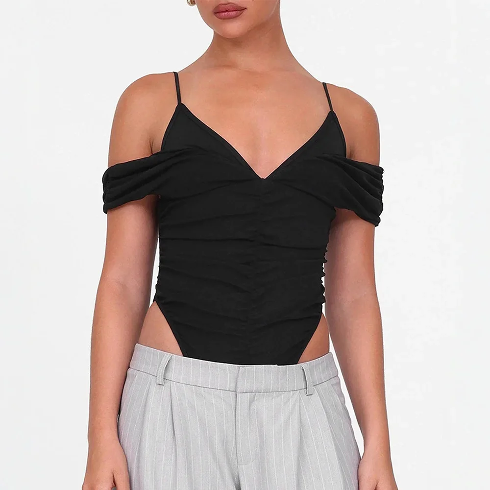 

​​ Women's Summer Jumpsuits K-Fashion Plain Short Sleeve V-Neck Skinny Fit Short Daily Basic Jumpsuits