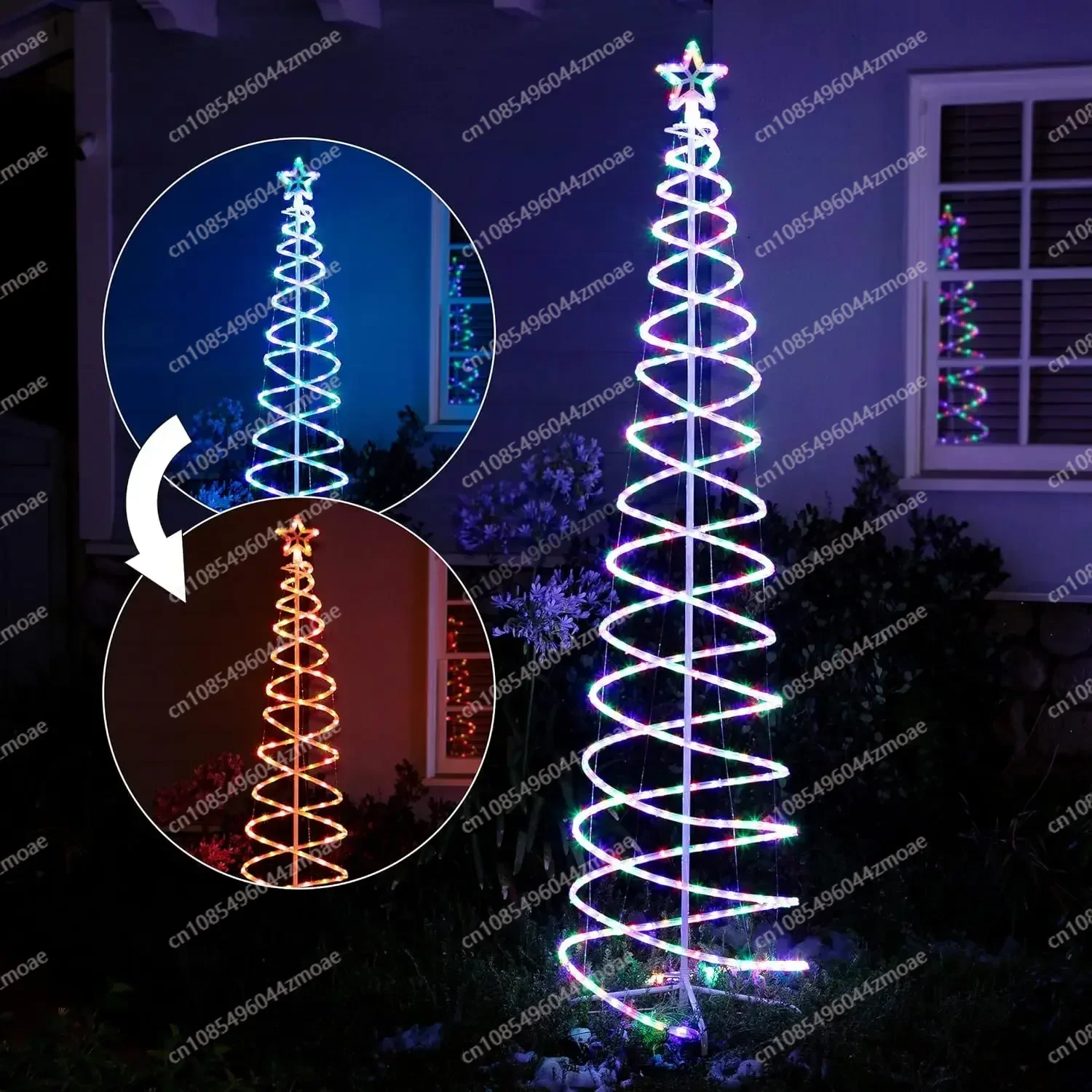 Large Spiral Christmas Tree with Multi-Functional Colored LED Lights, Large